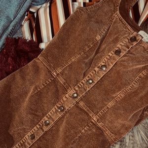 Brown Corduroy Button Up Dress